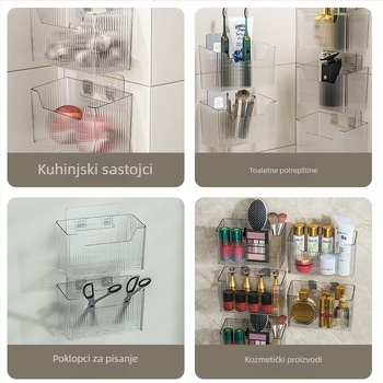 Kuhinjska košarica za đumbir i češnjak, zidna, bez bušenja - plastična, lagani luksuzni stil, paket 162+72