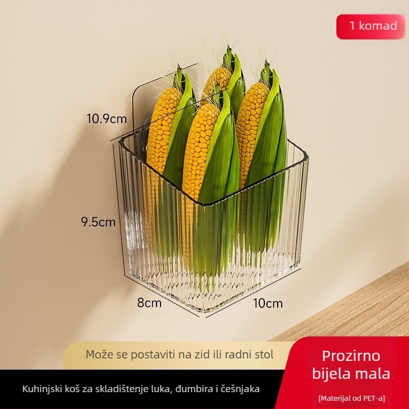 Kuhinjska košarica za đumbir i češnjak, zidna, bez bušenja - plastična, lagani luksuzni stil, paket 162+72