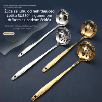 Žlica za juhu od nehrđajućeg čelika 304, dugi držač, za vruće posude, visoka toplinska otpornost, zaštita od opeklina, mogućnost tiskanja logotipa