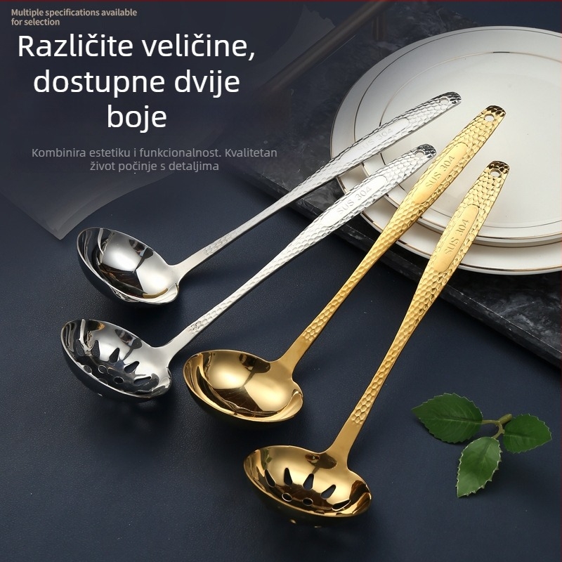 Žlica za juhu od nehrđajućeg čelika 304, dugi držač, za vruće posude, visoka toplinska otpornost, zaštita od opeklina, mogućnost tiskanja logotipa