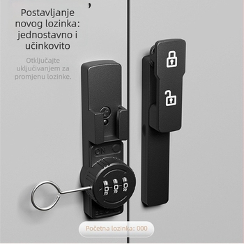 Brava za klizna vrata s lozinkom (bez bušenja) - Materijal: cinkova legura, Model: 1105, Debljina šipke 10 mm, Razmak šipke 10 mm, Način otključavanja: Lozinka