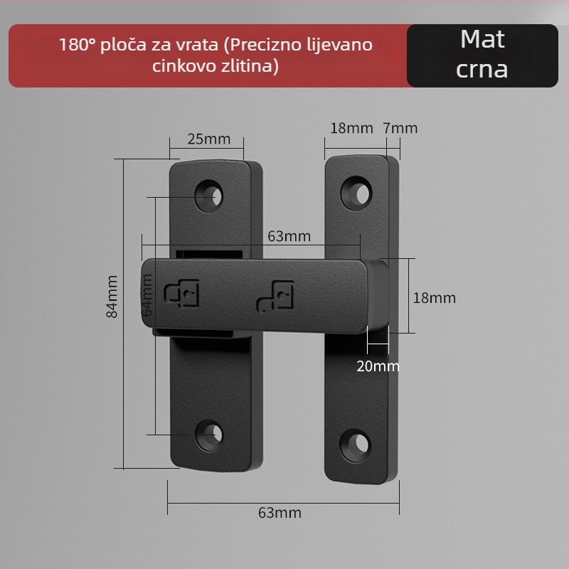 Brava za klizna vrata s lozinkom (bez bušenja) - Materijal: cinkova legura, Model: 1105, Debljina šipke 10 mm, Razmak šipke 10 mm, Način otključavanja: Lozinka