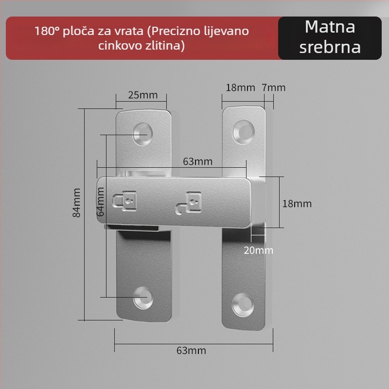 Brava za klizna vrata s lozinkom (bez bušenja) - Materijal: cinkova legura, Model: 1105, Debljina šipke 10 mm, Razmak šipke 10 mm, Način otključavanja: Lozinka