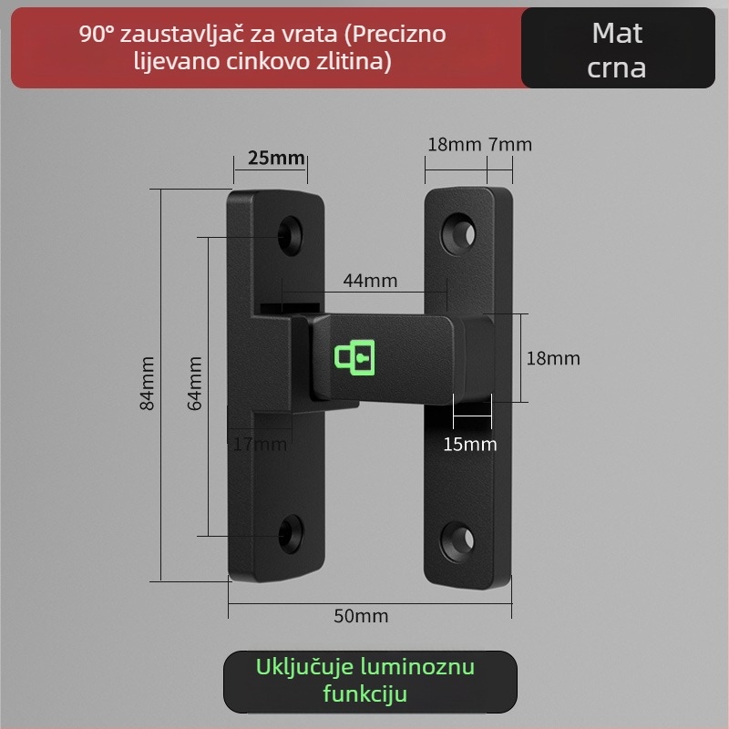 Brava za klizna vrata s lozinkom (bez bušenja) - Materijal: cinkova legura, Model: 1105, Debljina šipke 10 mm, Razmak šipke 10 mm, Način otključavanja: Lozinka