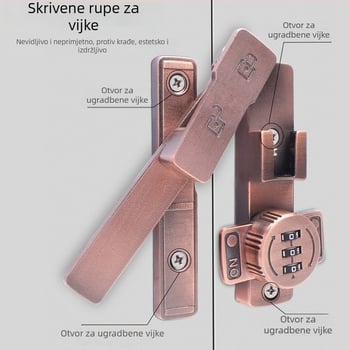 Brava ormarića s kodom bez bušenja, protiv krađe za dvostruka staklena vrata ormara i ladice