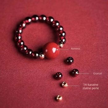 Prsten od prirodnog granata, ljubičasto-zlatne cinnabar perle, zaštitni amulet Pixiu, dizajn ruže, ručna izrada, jedinstven stil.