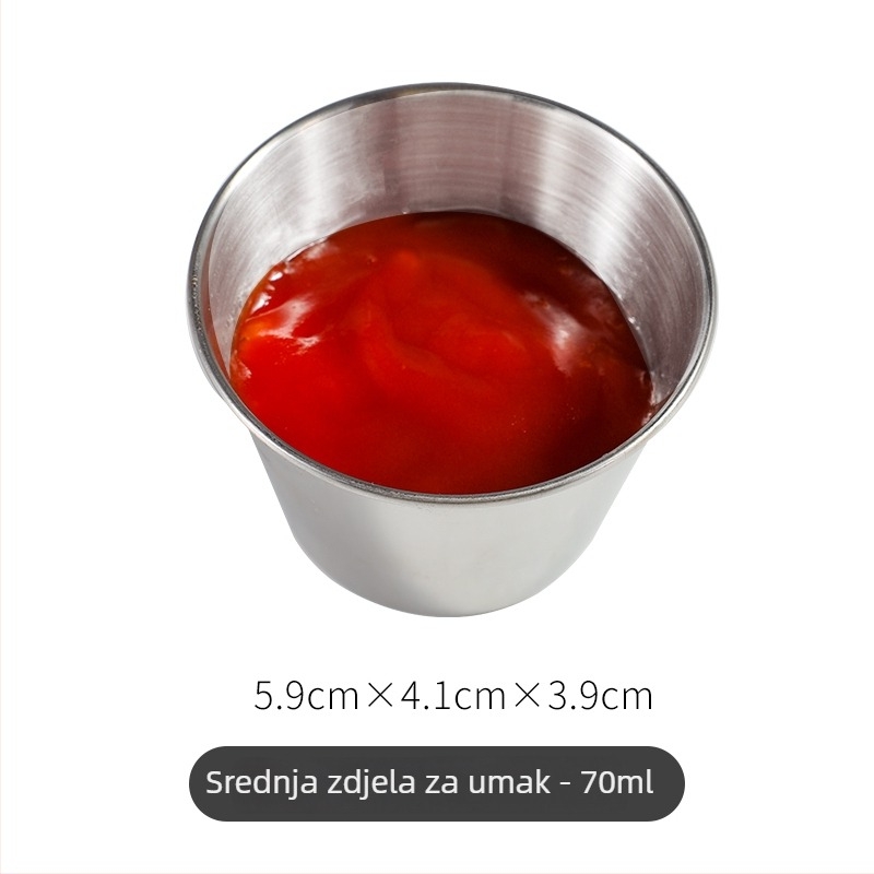 Posuda od nehrđajućeg čelika za omake - okrugla zdjela za dip, nordijski stil, 201 nehrđajući čelik, kompatibilno s mikrovalnom, moguć ispis logotipa