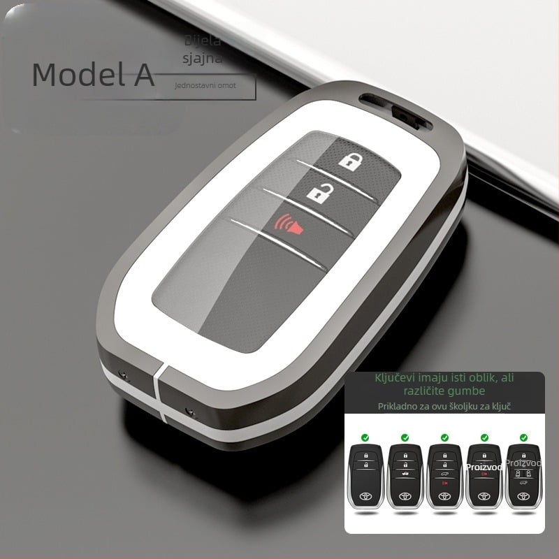 Kućište ključa Toyota: 8. generacija Highlander, CHR, Corolla, Prado, Avalon — cinkov spoj + TPU, vrhunski stil, serija H Toyota Model A, prilagodljivo