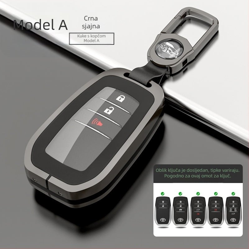 Kućište ključa Toyota: 8. generacija Highlander, CHR, Corolla, Prado, Avalon — cinkov spoj + TPU, vrhunski stil, serija H Toyota Model A, prilagodljivo