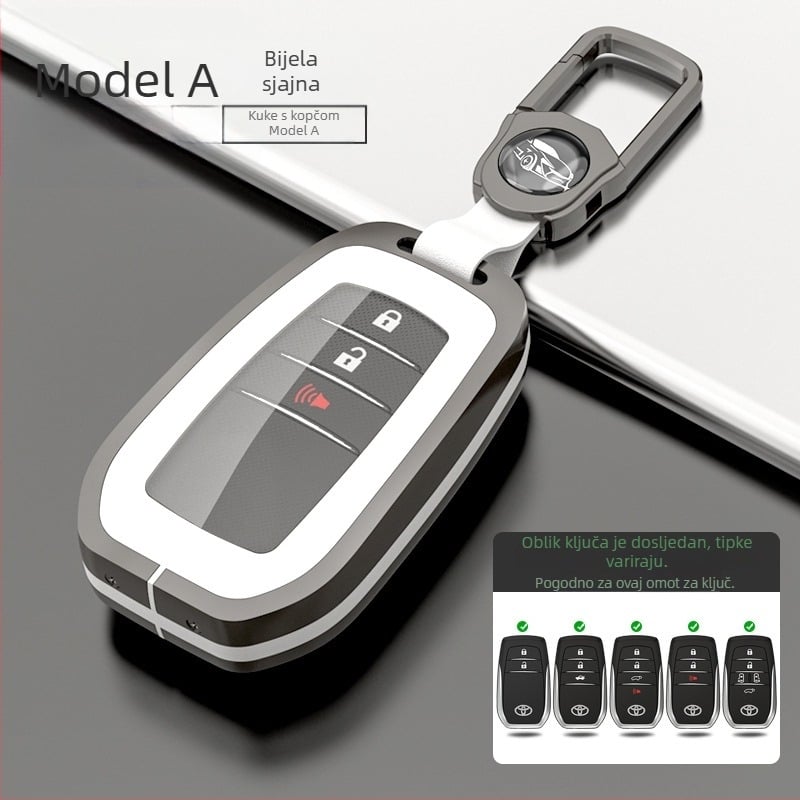 Kućište ključa Toyota: 8. generacija Highlander, CHR, Corolla, Prado, Avalon — cinkov spoj + TPU, vrhunski stil, serija H Toyota Model A, prilagodljivo