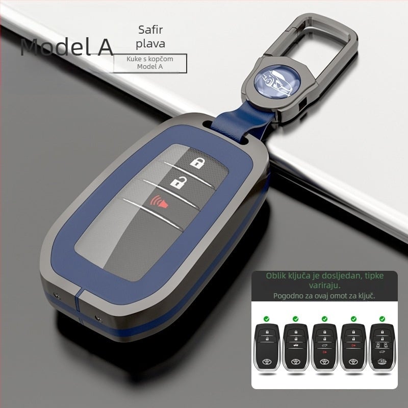 Kućište ključa Toyota: 8. generacija Highlander, CHR, Corolla, Prado, Avalon — cinkov spoj + TPU, vrhunski stil, serija H Toyota Model A, prilagodljivo