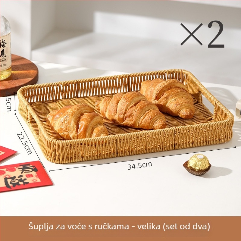 Posuda za voće i pladanj za grickalice, imitacija ratana, materijal od svilenih cvjetova, jednostavan stil, vrhunska kvaliteta