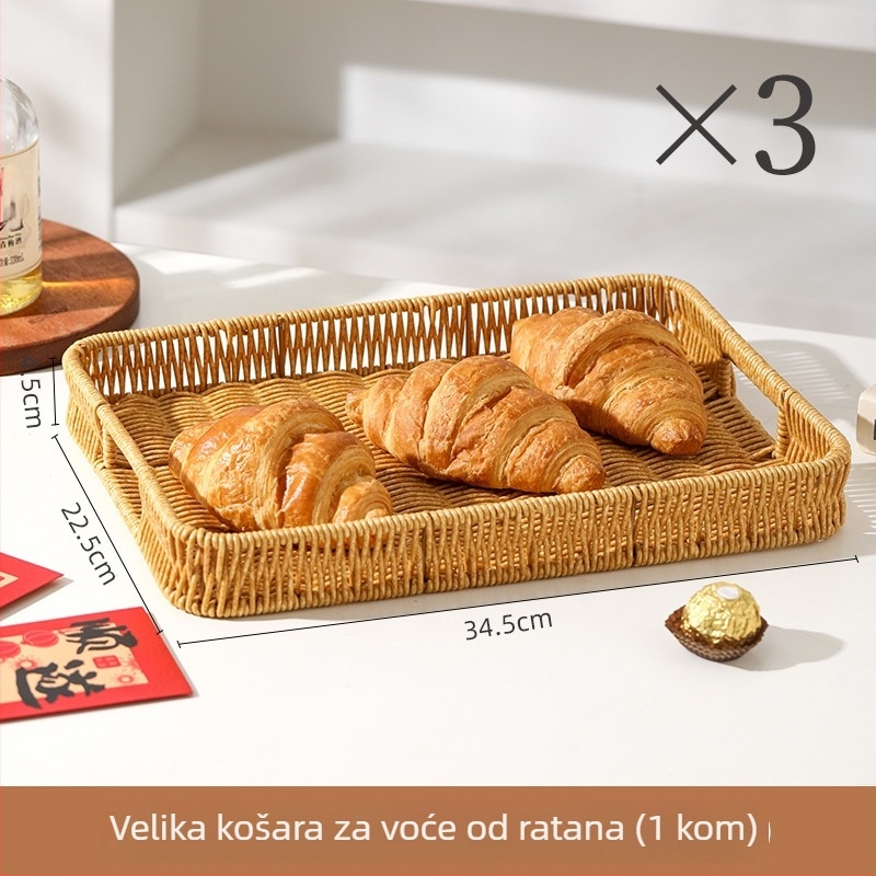 Posuda za voće i pladanj za grickalice, imitacija ratana, materijal od svilenih cvjetova, jednostavan stil, vrhunska kvaliteta