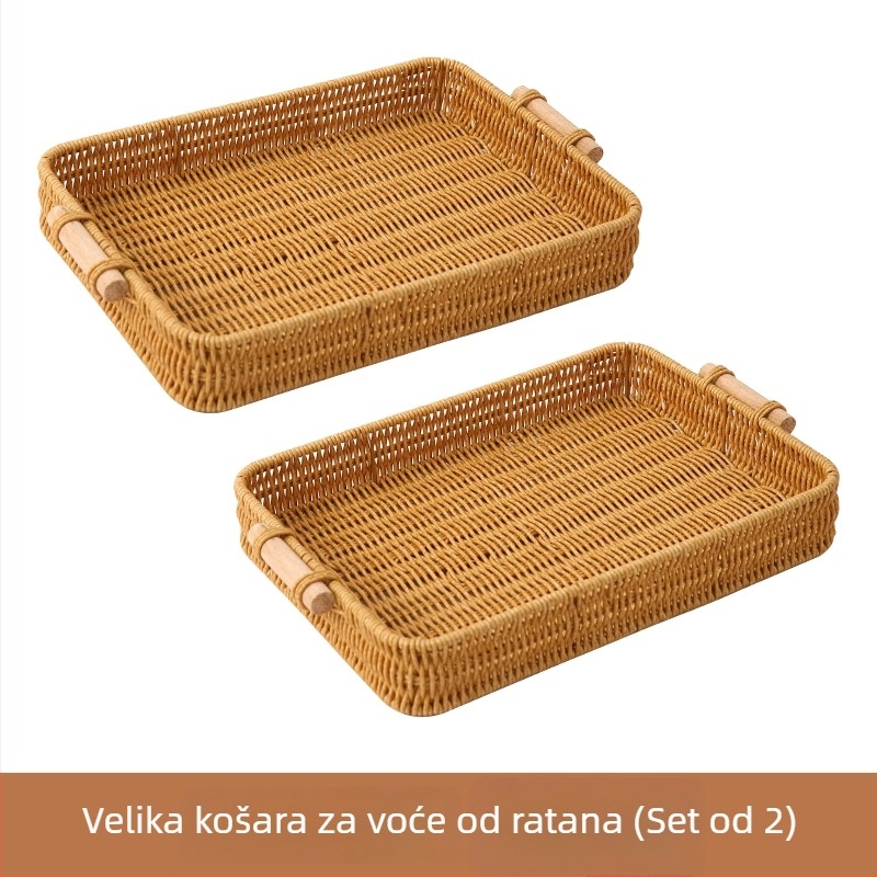 Posuda za voće i pladanj za grickalice, imitacija ratana, materijal od svilenih cvjetova, jednostavan stil, vrhunska kvaliteta