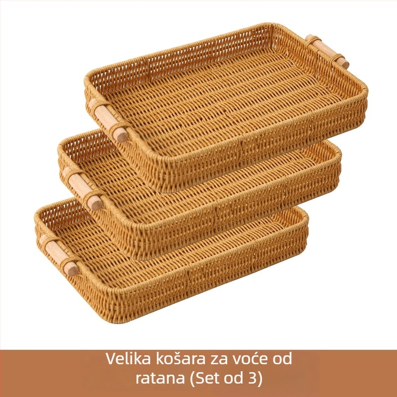 Posuda za voće i pladanj za grickalice, imitacija ratana, materijal od svilenih cvjetova, jednostavan stil, vrhunska kvaliteta