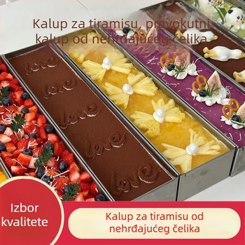 Pravokutni kalup od nehrđajućeg čelika sa poklopcem, kalup za tortu za tiramisu mousse cheesecake