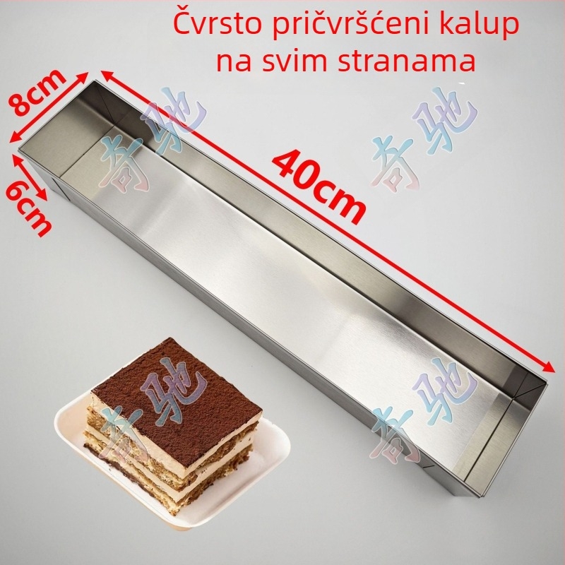 Pravokutni kalup od nehrđajućeg čelika sa poklopcem, kalup za tortu za tiramisu mousse cheesecake
