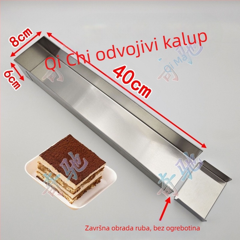 Pravokutni kalup od nehrđajućeg čelika sa poklopcem, kalup za tortu za tiramisu mousse cheesecake
