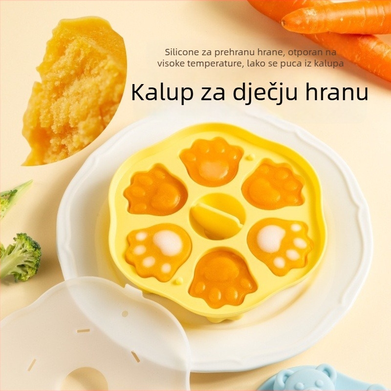 Silikonska forma za dječju hranu – sigurnost hrane, okrugli oblik, za parene kekse, rižine kolače i dječji pire, crtani stil