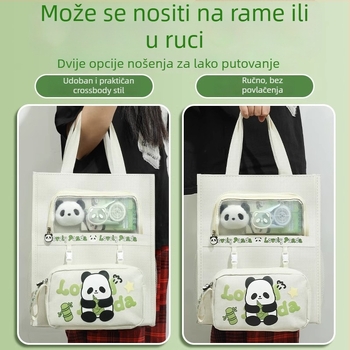 Panda torba za dopunske sate za učenike – platno, zatvarač, pravokutnog oblika