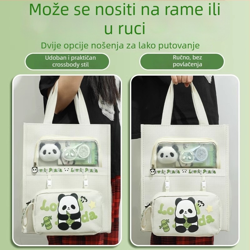 Panda torba za dopunske sate za učenike – platno, zatvarač, pravokutnog oblika