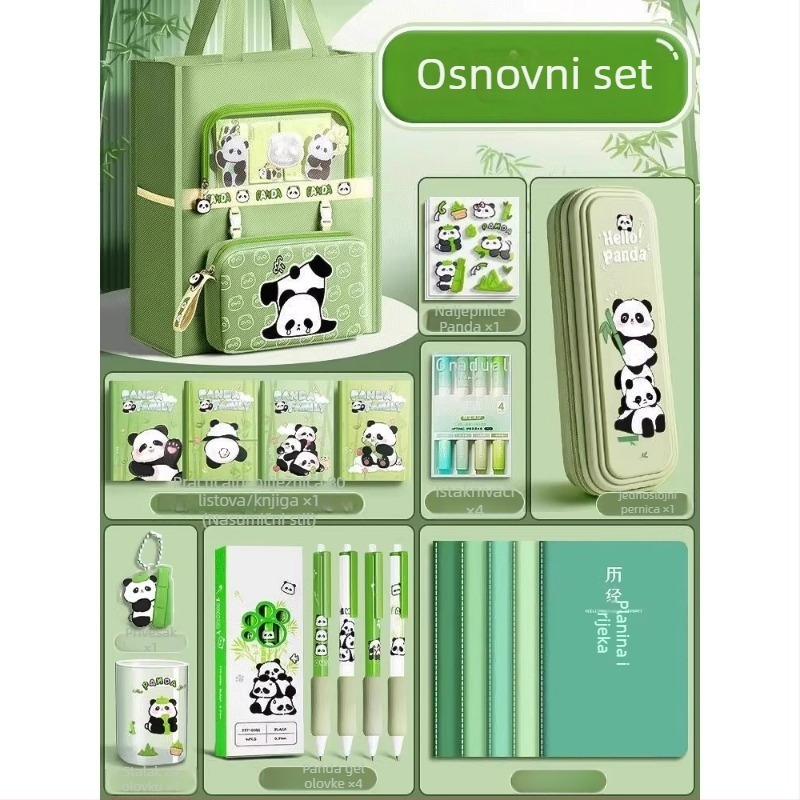 Panda torba za dopunske sate za učenike – platno, zatvarač, pravokutnog oblika