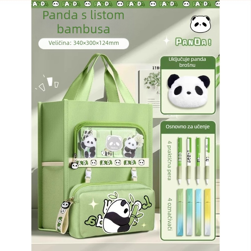 Panda torba za dopunske sate za učenike – platno, zatvarač, pravokutnog oblika
