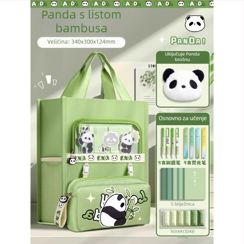 Panda torba za dopunske sate za učenike – platno, zatvarač, pravokutnog oblika