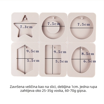 Silikonski kalup za aromaterapijski vosak – nepravilnog oblika, kružni i srcoliki oblici, šestodjelna skupina