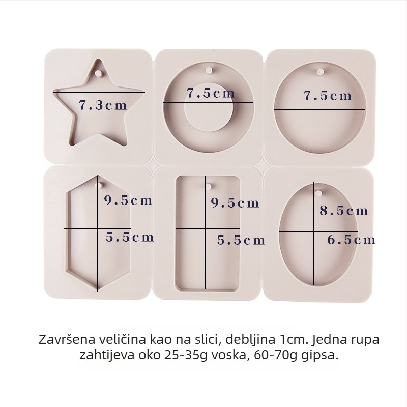 Silikonski kalup za aromaterapijski vosak – nepravilnog oblika, kružni i srcoliki oblici, šestodjelna skupina