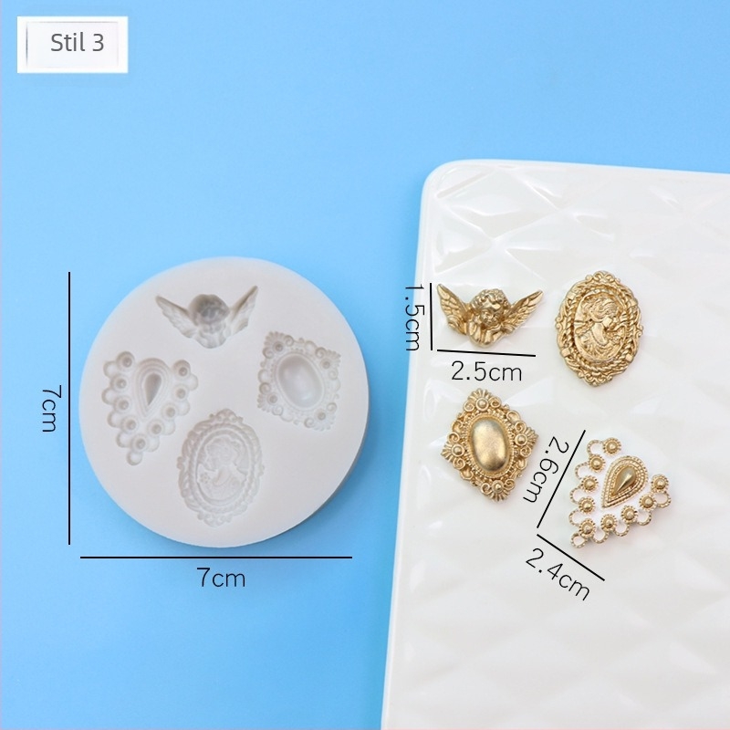 Silikonska forma za fondant s dizajnom retro europskih dragih kamenja za ukrašavanje torti; nepravilan oblik; prehrambeni silikon; pogodno za šećer i čokoladu