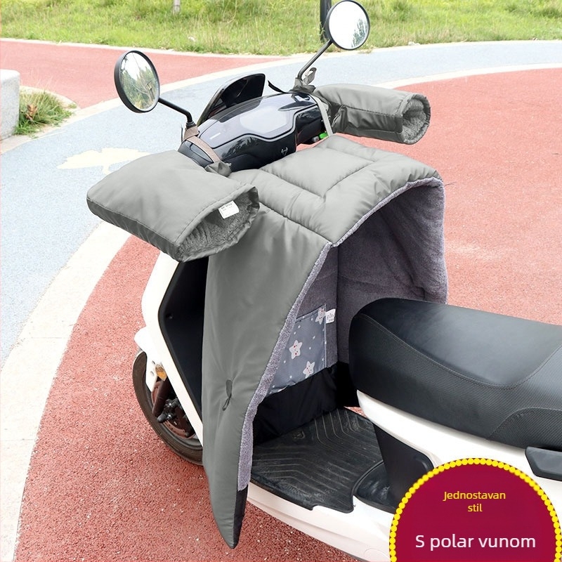 Vjetroodbojna navlaka za električni skuter s flis podstavom, debelim PU materijalom i odvojenim kožnim zaštitnicima za noge