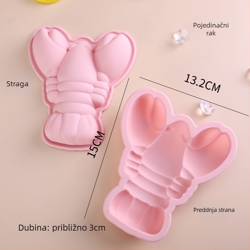 Silikonska forma za hranu s cartoon DIY dizajnom: rak i donut, auto-oblika velika ledena kocka, pogodna za kuhanje na pari