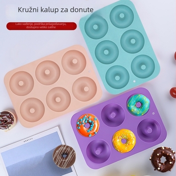Silikonski kalup za 6 kružnih donuta, za pečenje, prehrambeni silikon, otporan na visoke temperature