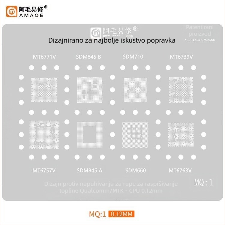 MQ3 čelična mreža s cinkovim premazom - kompatibilna sa Snapdragon 865, SM8250, SM7150, SM6150, MT6885Z