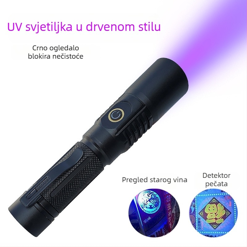 UV inspekcijska baterijska svjetiljka LED 10W, kućište od aluminijske legure, napajanje baterijama, ručni pogon, domet do 50 m