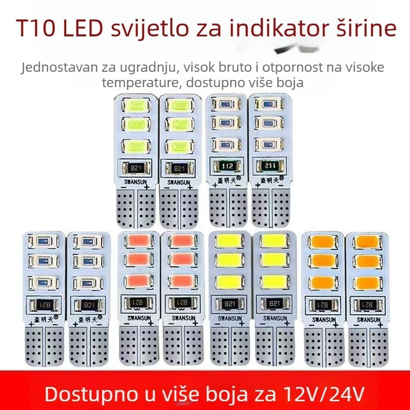 LED T10 insert Bubble široka indikator svjetlost za kamione, 12-24V, 3W, 0.2A, unutarnje čitanje i osvjetljenje registarske pločice