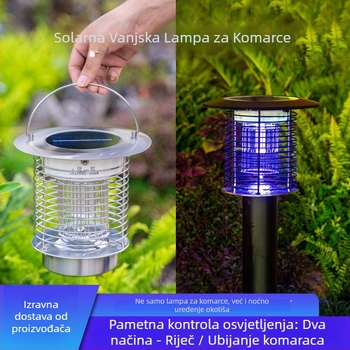 Solarna LED lampica za ubijanje komaraca na otvorenom, vodootporna, pogodna za 31–40 m², podesiva 0–180°, kućište od nehrđajućeg čelika