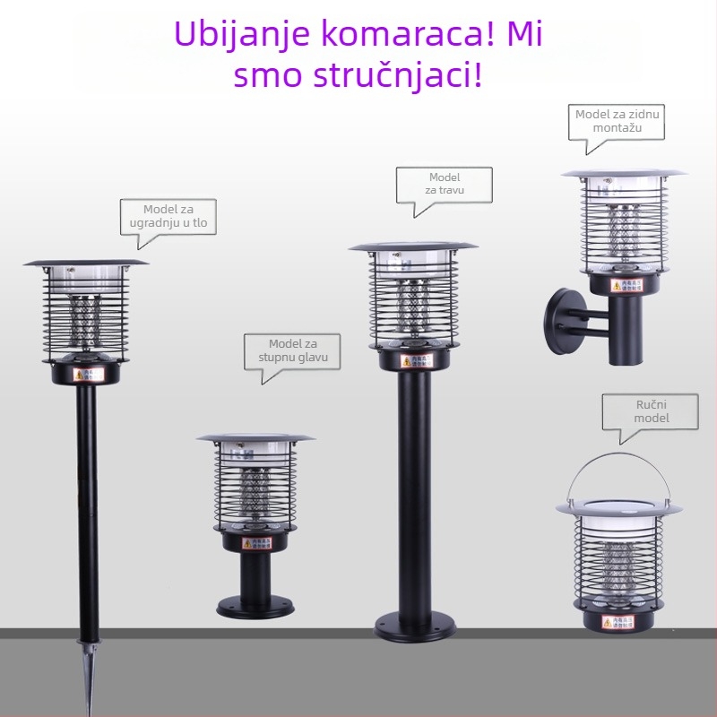 Solarna LED lampica za ubijanje komaraca na otvorenom, vodootporna, pogodna za 31–40 m², podesiva 0–180°, kućište od nehrđajućeg čelika