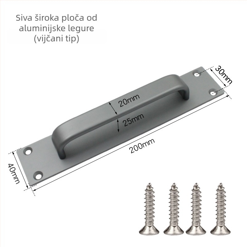 Samoljepiva ručica od aluminijske legure, bez bušenja; pogodna za ormariće, vrata, prozore i staklene balkonske klizne vrata, model HS6