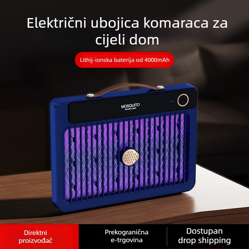 Električna lampa za ubijanje komaraca s elektrošokom, LED osvjetljenje, ugrađena baterija 1001–1600 mAh, pogodna za 41–60 m², trajanje 6–8 h