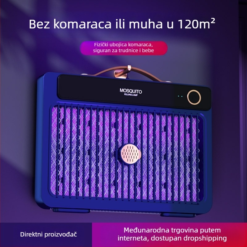 Električna lampa za ubijanje komaraca s elektrošokom, LED osvjetljenje, ugrađena baterija 1001–1600 mAh, pogodna za 41–60 m², trajanje 6–8 h