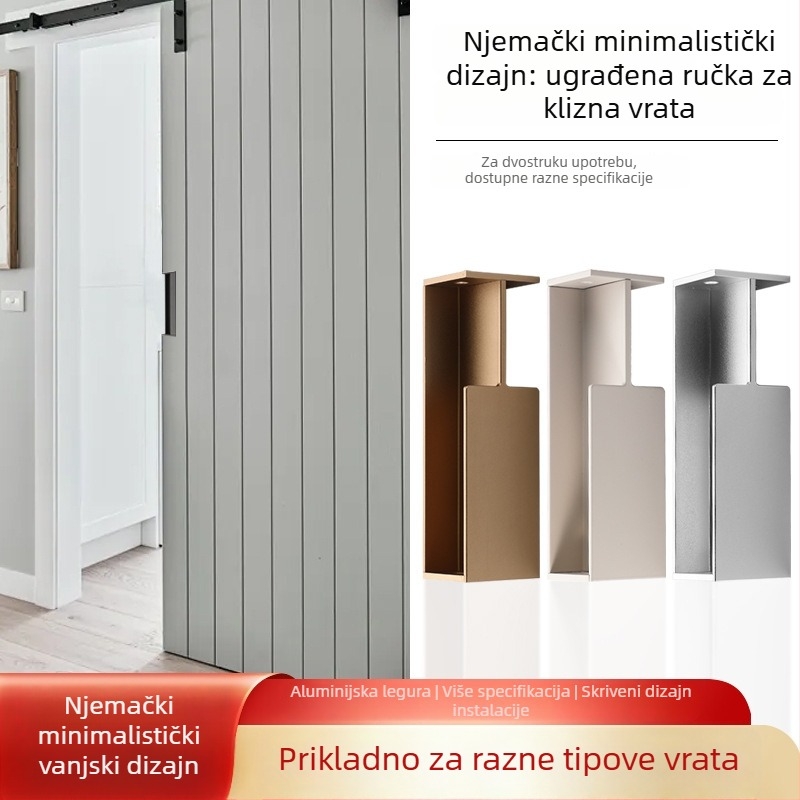 Džepna ručka za vrata ormara, aluminijska legura, elektroplatiranje, lagani luksuzni stil, dizajnerski model