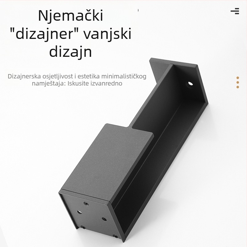 Džepna ručka za vrata ormara, aluminijska legura, elektroplatiranje, lagani luksuzni stil, dizajnerski model
