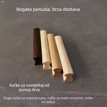 Hiro Mori drvena ručka za ormar, dugačka traka s dvije rupe, oblik željezničke šine