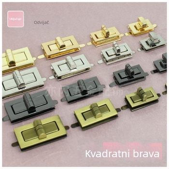 Set brava za torbu — rotirajuća brava, kvadratna brava, metalni hardver, Zhuoyue