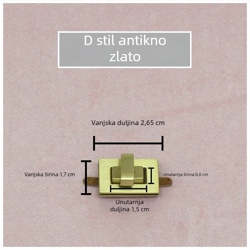 Set brava za torbu — rotirajuća brava, kvadratna brava, metalni hardver, Zhuoyue