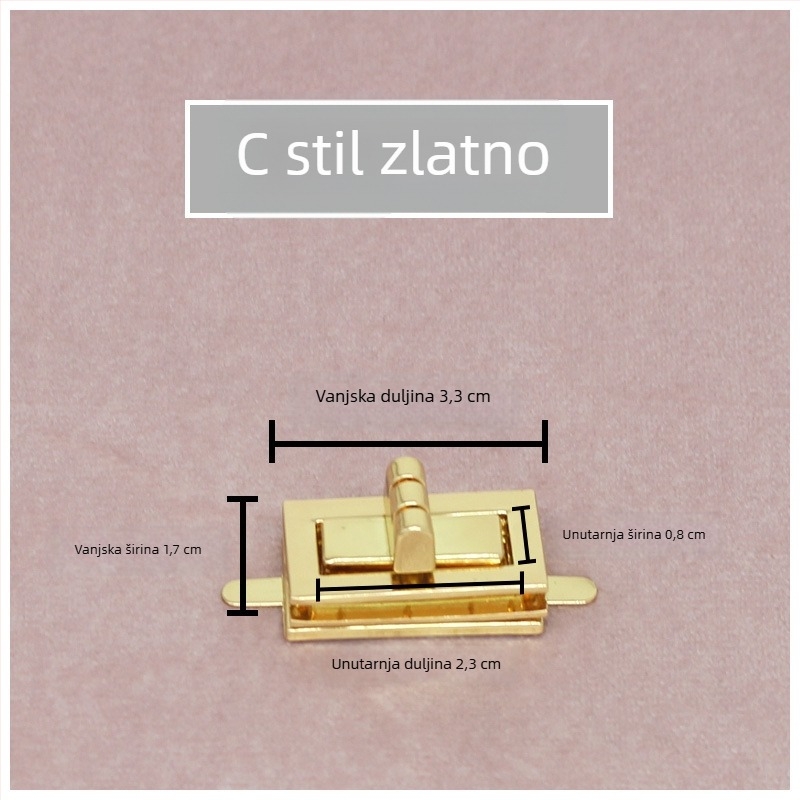 Set brava za torbu — rotirajuća brava, kvadratna brava, metalni hardver, Zhuoyue