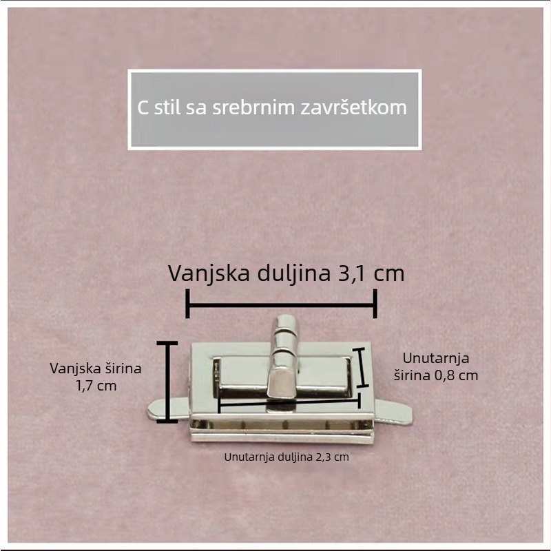 Set brava za torbu — rotirajuća brava, kvadratna brava, metalni hardver, Zhuoyue