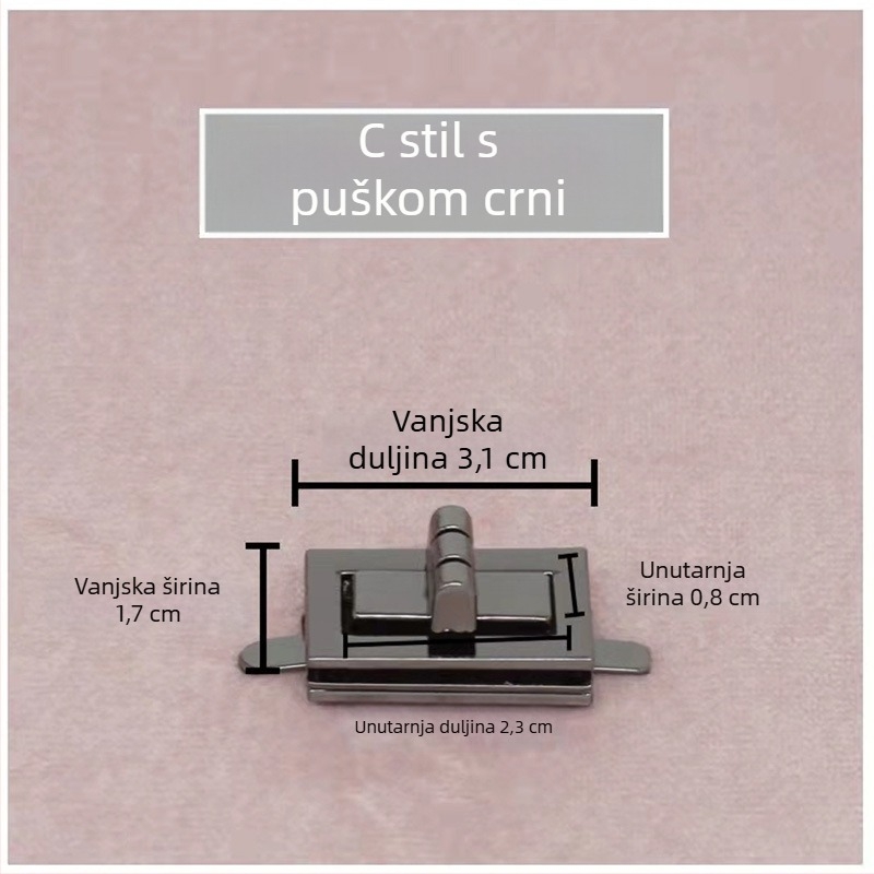 Set brava za torbu — rotirajuća brava, kvadratna brava, metalni hardver, Zhuoyue